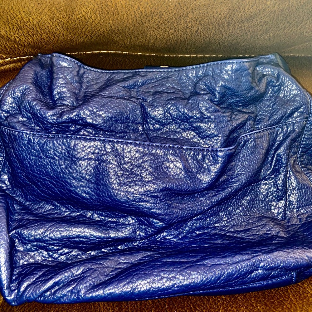 A Blue Leather Hobo Purse